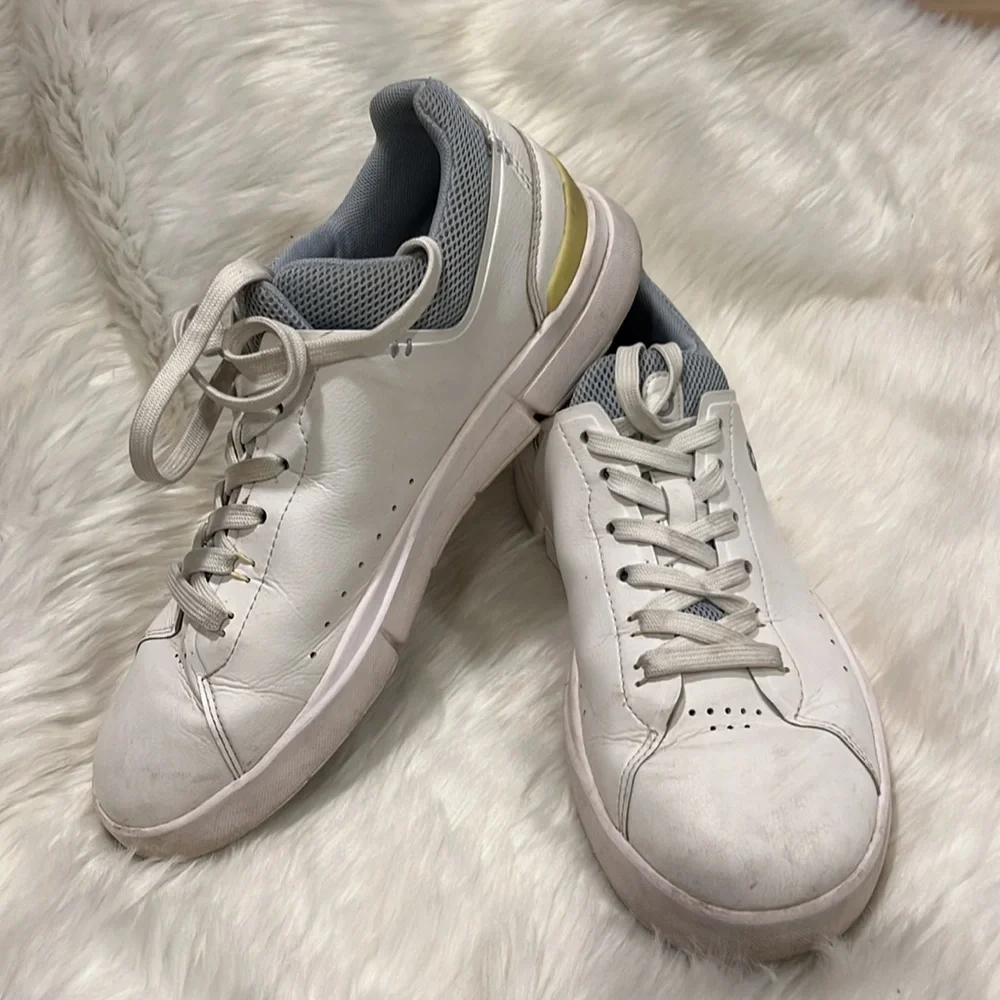 On Running The Roger Cloudtec White Leather Sneakers Women 8